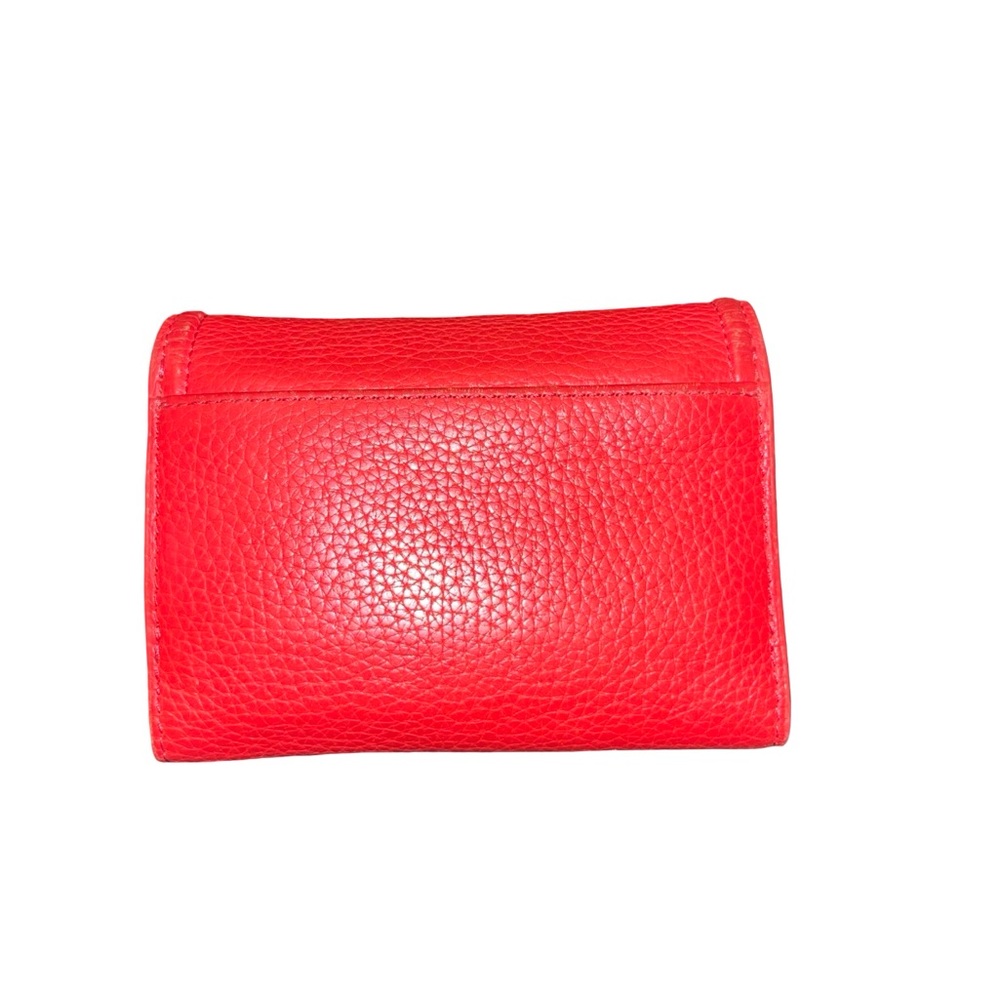Tory Burch Vibrant Red Thea Trifold Leather Card Holder - Picture 2 of 8